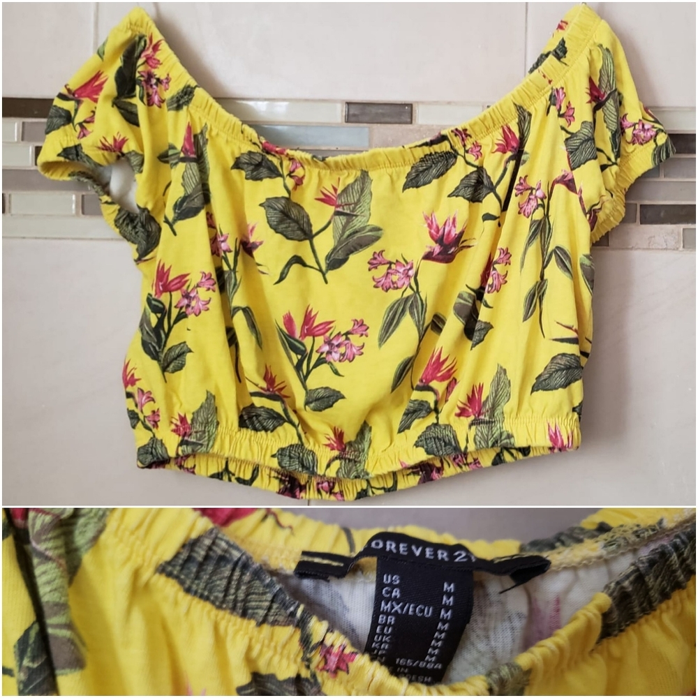 🌠Forever 21🌠 yellow off shoulder crop top